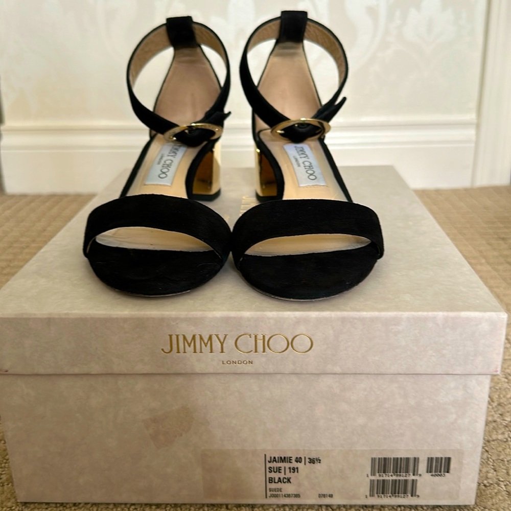 Black Suede 36.5 Jimmy Choo Jaimie 40 Sandals